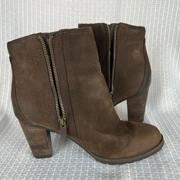 Timberland Boots Womens 8.5‎ Brown Leather Waterproof Block Heels Zip Up Ankle - Picture 10 of 16